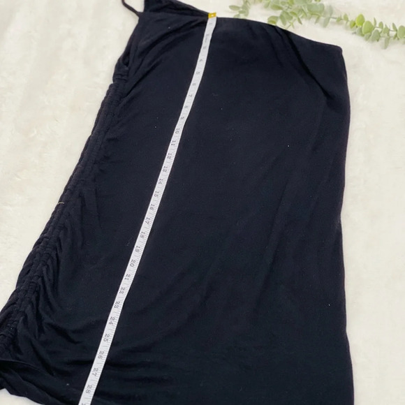 Michael Lauren Darren Black One Shoulder Tank Dress Drawstring Side Size Medium - Picture 9 of 12